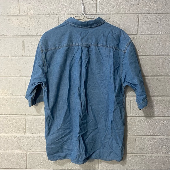 🥹 “ Friendship Connection “ Embroidered Denim Front Pocket Button Up Shirt - Picture 3 of 11